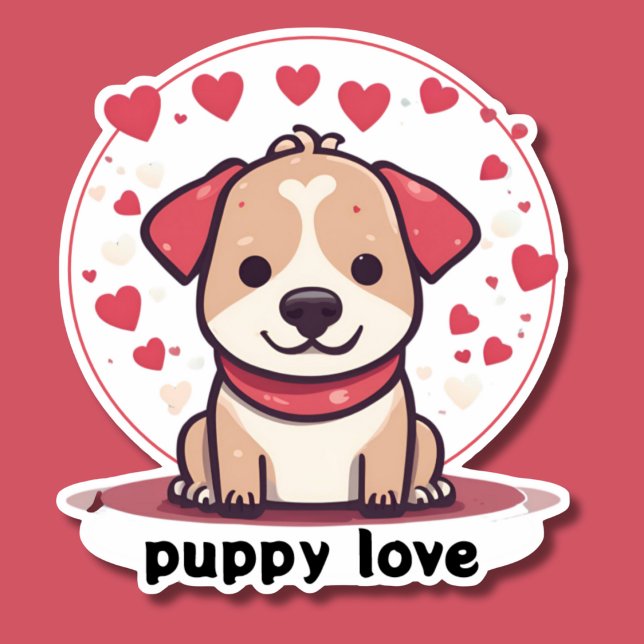 Sticker Cute Puppy Love Waterproof (Créateur téléchargé)