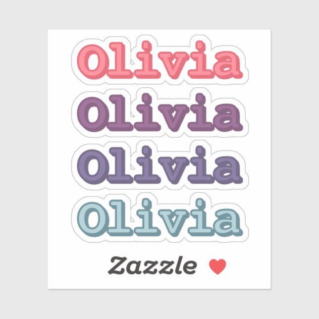Sticker Cute Purple and Pastel Colors Kids Custom Name (Feuille)