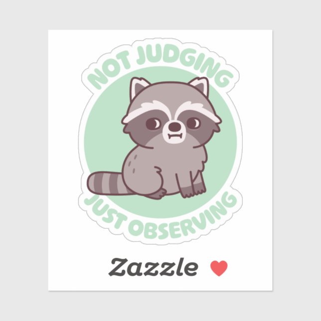 Sticker Cute Raccoon Côté Oeil Ne Jugeant Pas Juste Observ (Feuille)