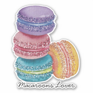 Sticker Cute Rainbow Macaroons In Watercolor