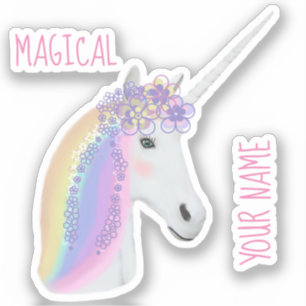 Sticker Cute Rainbow Unicorn Magique Personnalisée