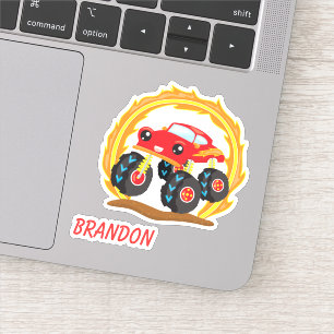 Sticker Cute Red Monster Truck Kids