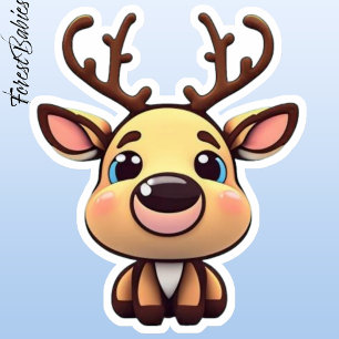 Sticker Cute Reindeer, Cerf aux Antlers, Graphique de dess