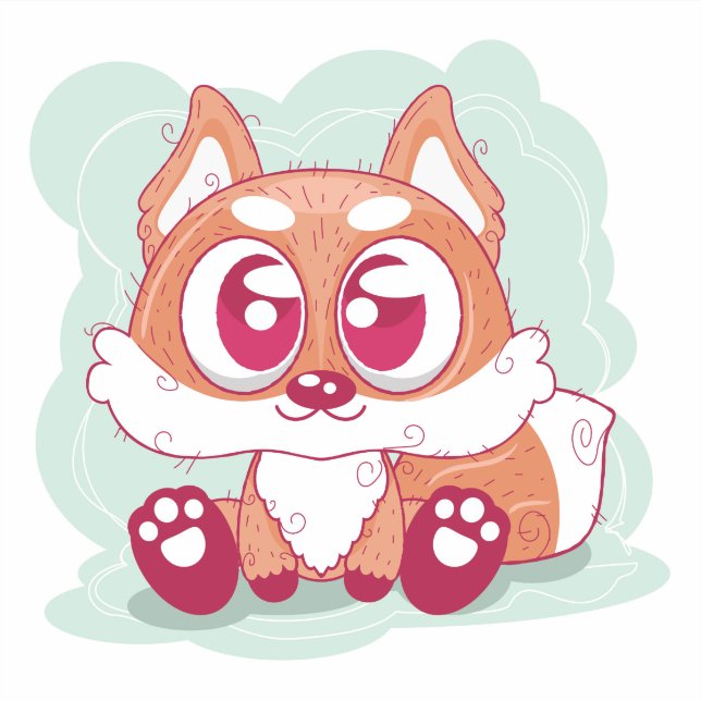 Sticker Cute Renard Cartoon (Devant)