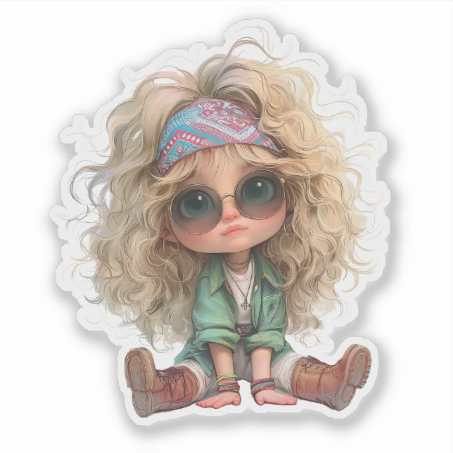 Sticker Cute Retro Girl (Devant)