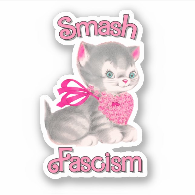 Sticker Cute Rétro Kitten - Fascisme Smash (Devant)