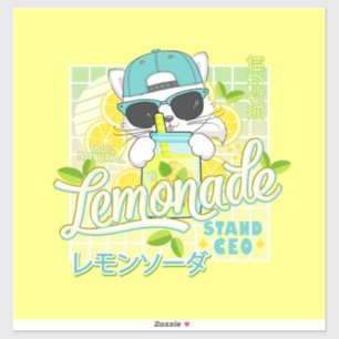 Sticker Cute Retro Lemonade PDG Anime Cat