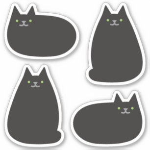 Sticker Cute ronde Kawaii Chat noir