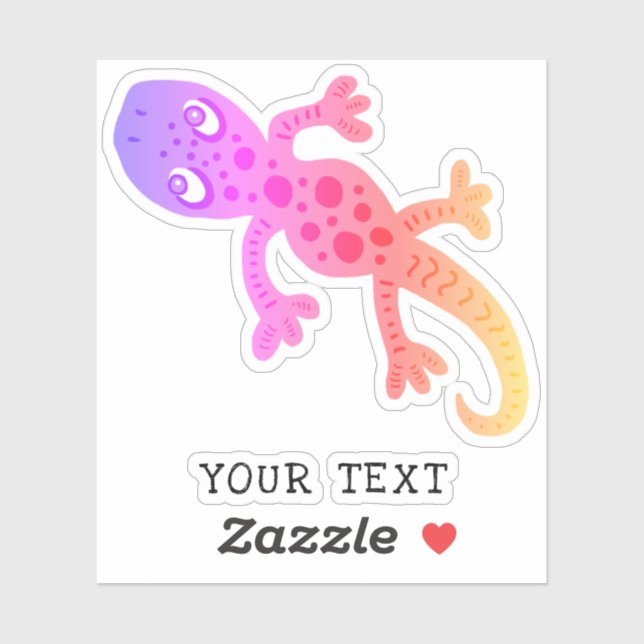Sticker Cute rose Gecko Lizard Dessin Enfants (Feuille)