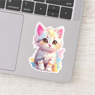 Sticker Cute rose jaune Kawaii Kitten
