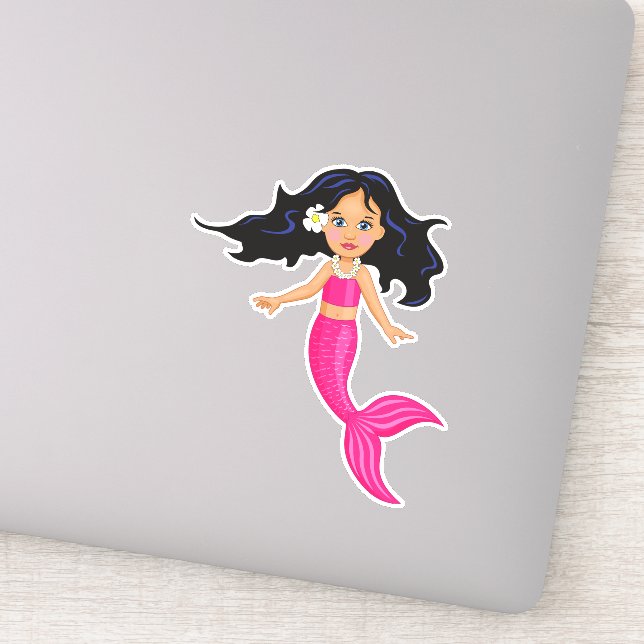 Sticker Cute rose mermaid fille art (Détail)
