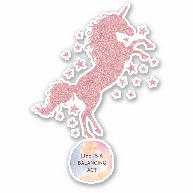 Sticker Cute rose Parties scintillant Glam Unicorn (Devant)