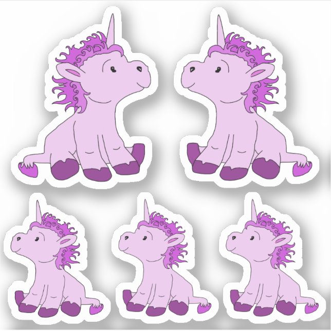 Sticker Cute Rose Unicorn Dessin Girls (Devant)