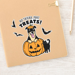 Sticker Cute Rottweiler Chien Halloween avec chat noir