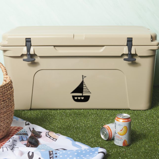 Sticker Cute Sailboat with Hearts Nautical Transparent  (Glacière)