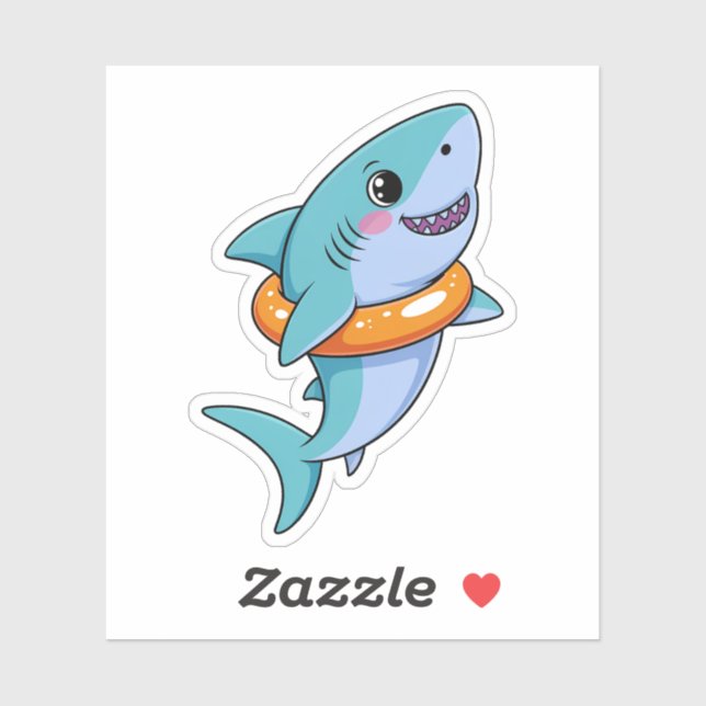 Sticker Cute Shark Baby With Float | Kids (Feuille)