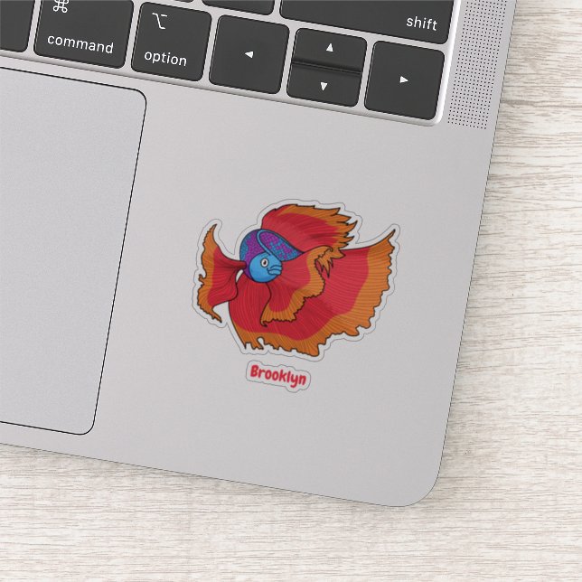 Sticker Cute Siamese combat poisson betta dessin (Détail)