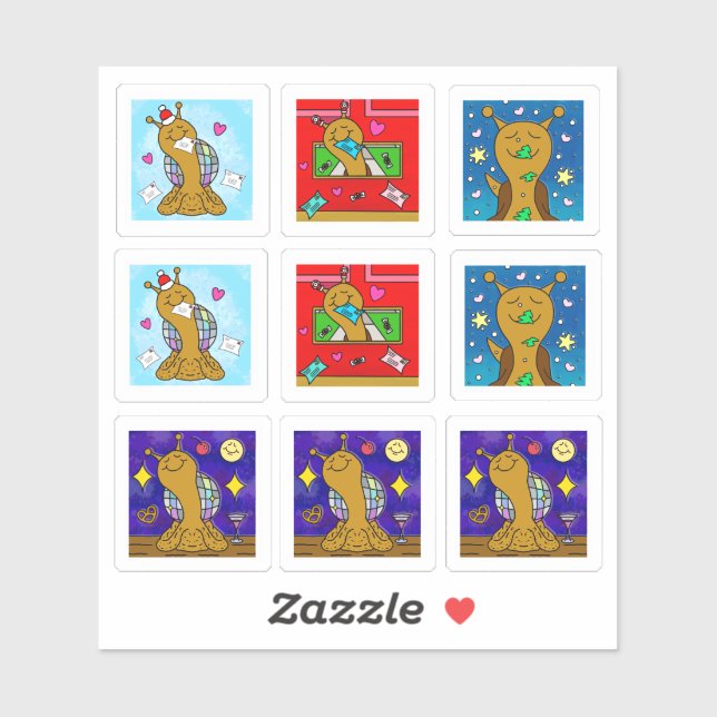 Sticker Cute Snail Winter 2025 Minuscule Art Series (Feuille)