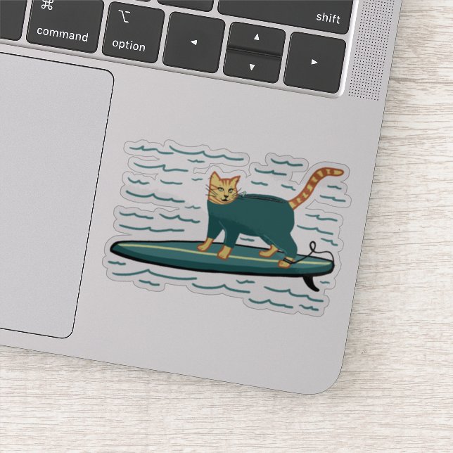 Sticker Cute Surf Tabby Cat (Détail)