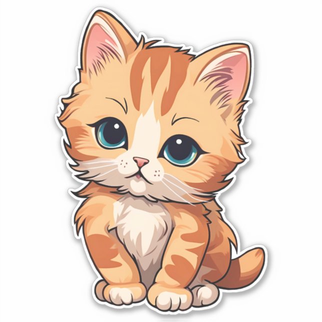 Sticker Cute tabby Chat (Devant)