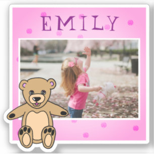 Sticker Cute Teddy Bear Rose Nom Photo Girl