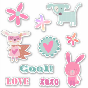 Sticker Cute & tendance Retro Animal Floral