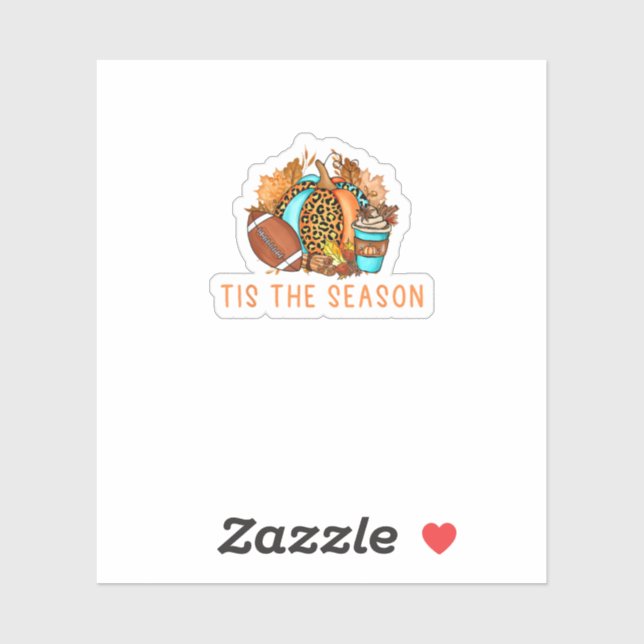Sticker Cute Tis The Season Pumpkin Spice Latte Fall Footb (Feuille)
