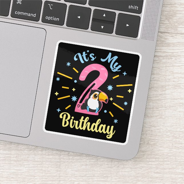 Sticker Cute Toucan 2e anniversaire 2 année fille de naiss (Détail)