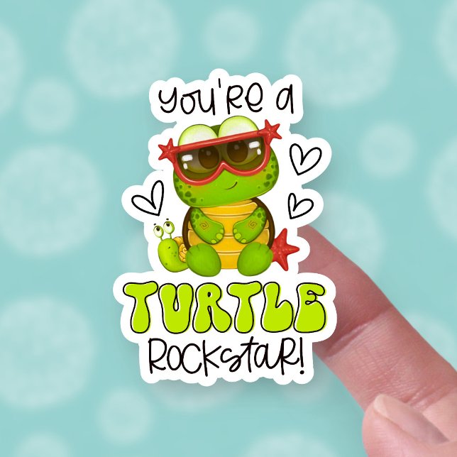 Sticker Cute Turtle Pun Drôle Rockstar Petite entreprise (Créateur téléchargé)