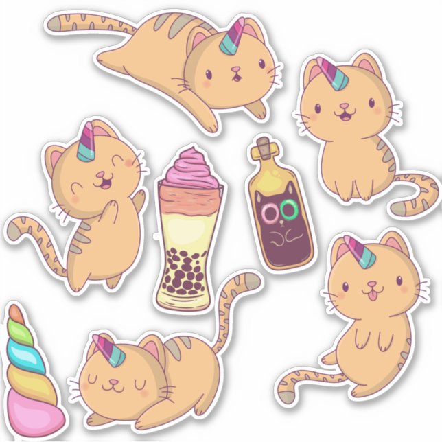 Sticker Cute Unicorn Chats (Devant)