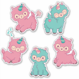 Sticker Cute Unicorn Llamas