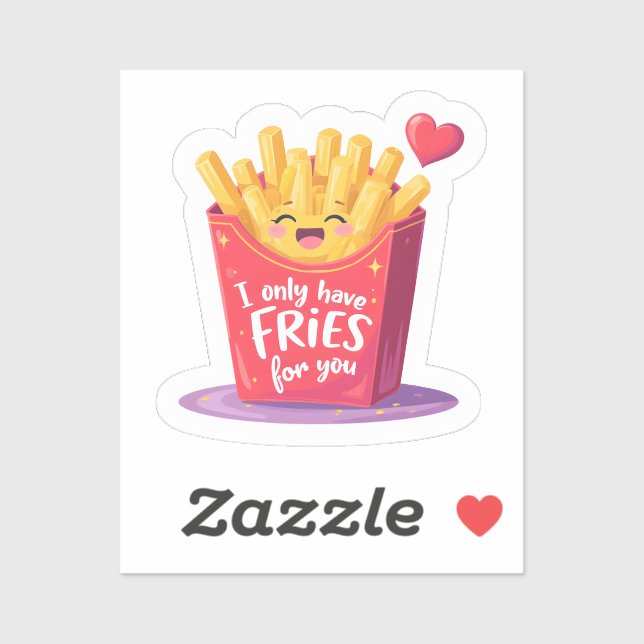 Sticker Cute Valentine French Fries Pun (Feuille)