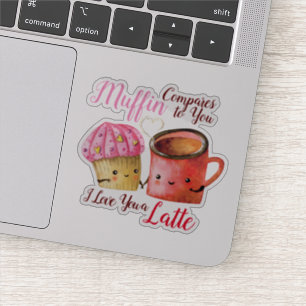 Sticker Cute Valentine's Day Cupcake et café Mug Couple