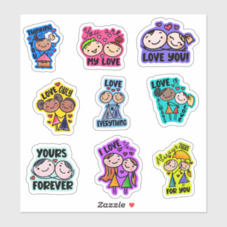 Sticker Cute Valentines Day  Whimsical Typography