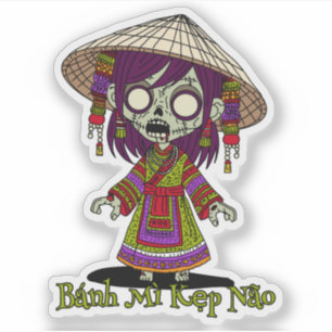 Sticker Cute Vietnamien Zombie