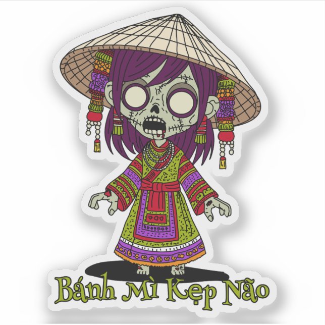 Sticker Cute Vietnamien Zombie (Devant)