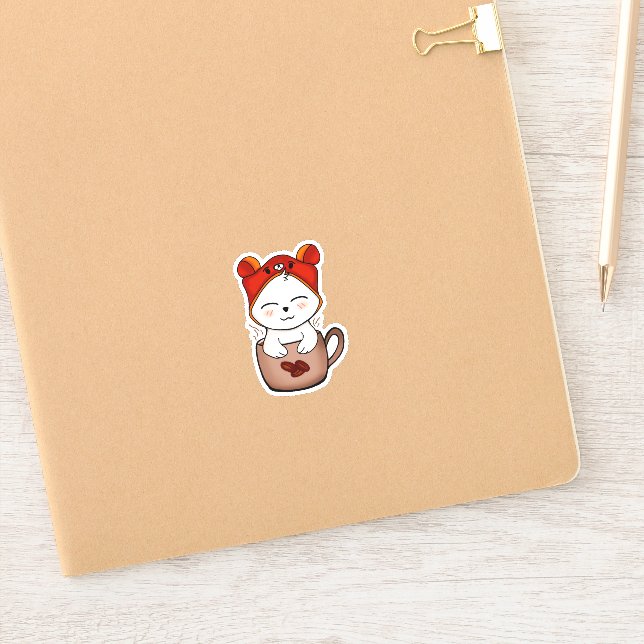 Sticker cute warming love for cats and coffee  (Carnet)