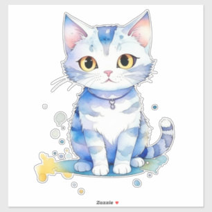 Sticker Cute watercolor cat (chaton) design