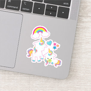 Sticker Cute White Unicorns Magical Mama & Baby