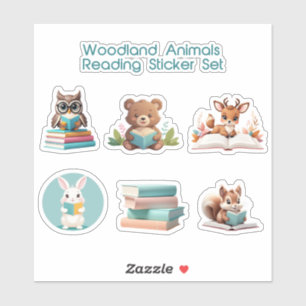Sticker Cute Woodland Animaux Lecture Livres Histoire