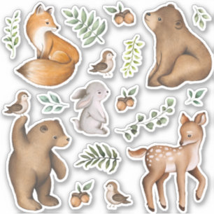 Sticker Cute Woodland Forêt Animaux de rescapé Papier à le
