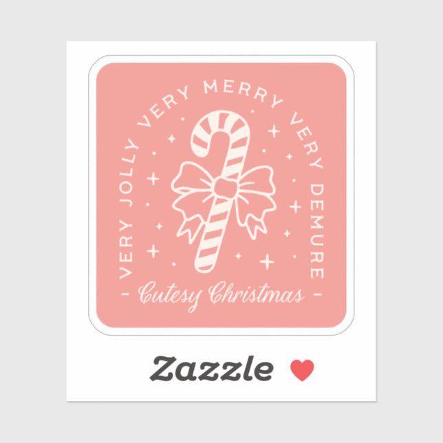 Sticker Cutesy Christmas preppy sucre de canne bow (Feuille)