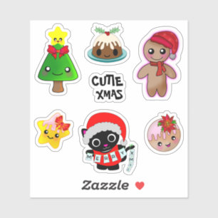 Sticker Cutie Xmas Amitié Chat Pain d'épices Étoiles Homme