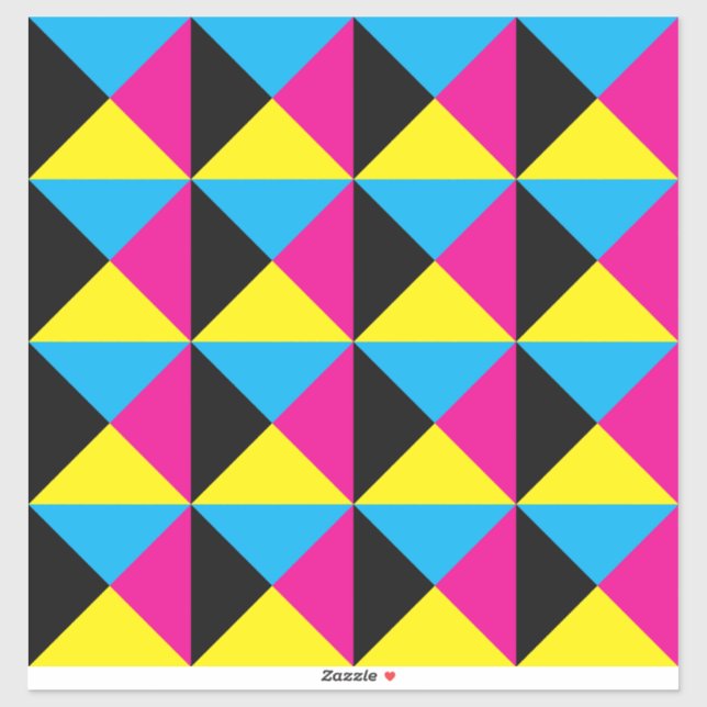 Sticker cyan magenta jaune triangle noir jeu (Feuille)