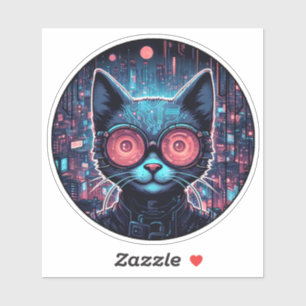 Sticker Cyber Chat Futuriste