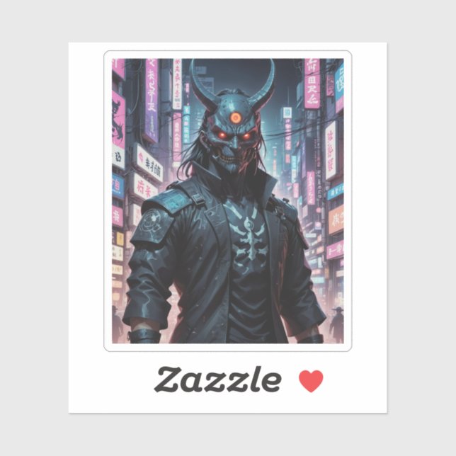 Sticker Cyberpunk Demon Samurai (Feuille)