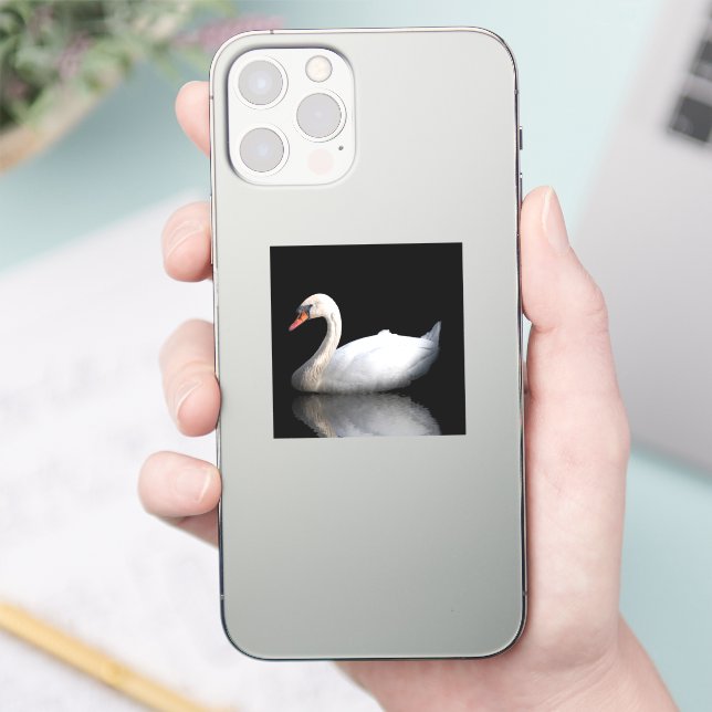 Sticker Cygne blanc sur noir (Téléphone)