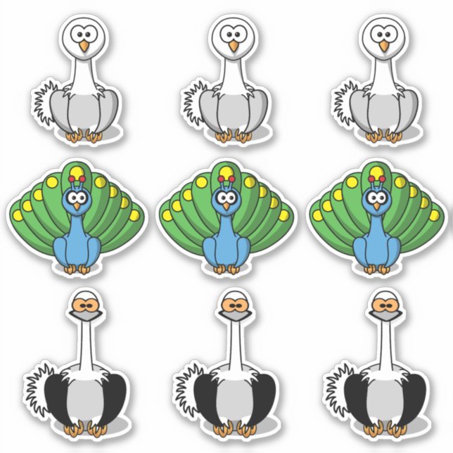 Sticker Cygne d'oiseaux, Peacock, Cartographie d'autruche (Devant)