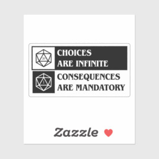 Sticker D20 Dice Choices sont Infinite Conséquences sont H