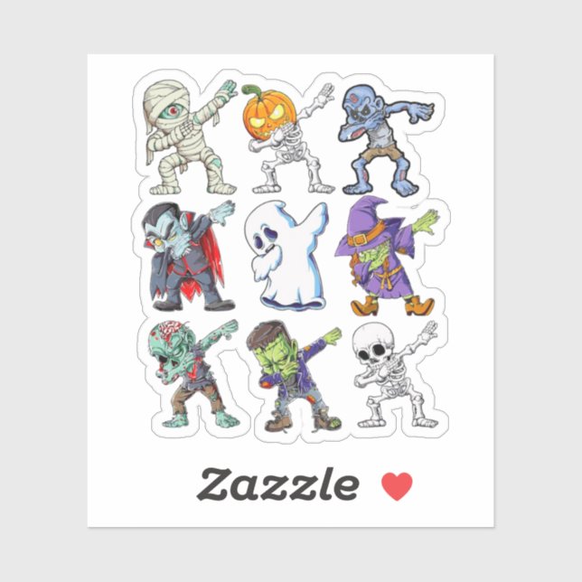 Sticker Dabbing Halloween Boys Skeleton Zombie maman (Feuille)